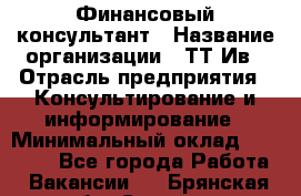 Финансовый консультант › Название организации ­ ТТ-Ив › Отрасль предприятия ­ Консультирование и информирование › Минимальный оклад ­ 27 000 - Все города Работа » Вакансии   . Брянская обл.,Сельцо г.